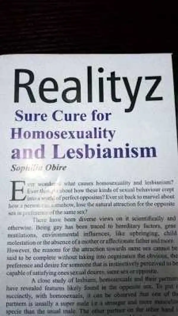 Homosexuality and lesbianism can be ‘cured’ , Nigerian magazine claims